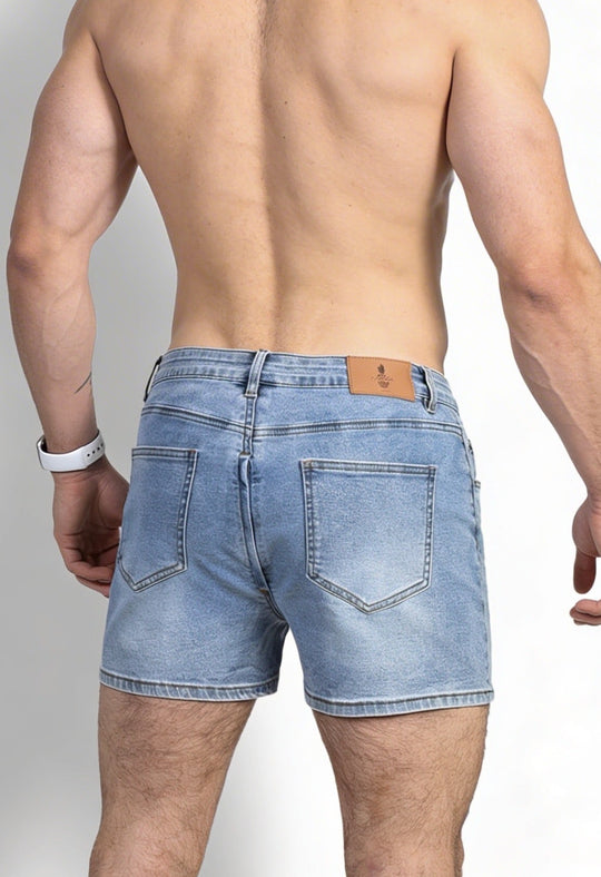 Peek-A-Boo Denim Shorts - Dark Blue