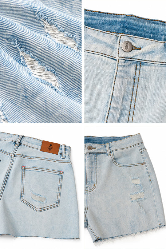 Rockstar Raw Cut 2.5" Denim Short Shorts - Sky Blue
