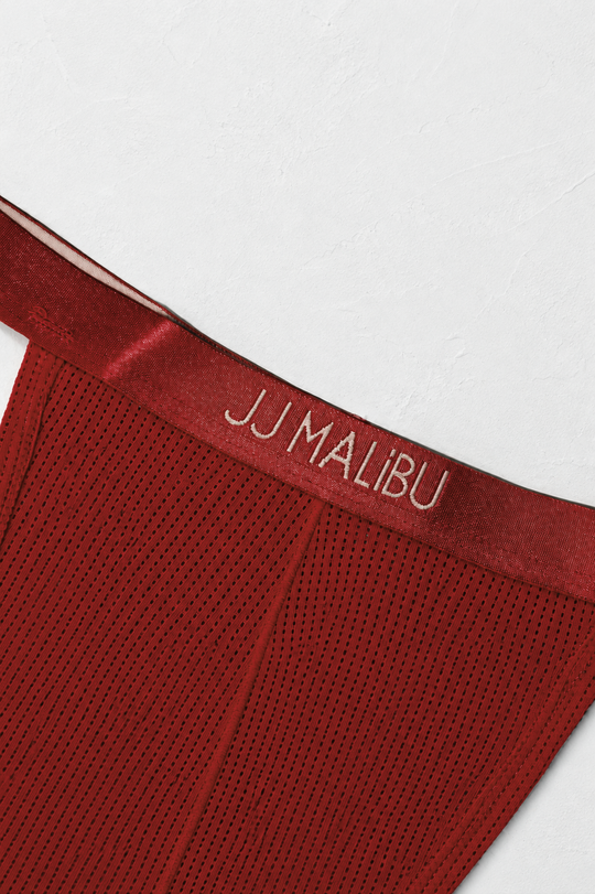 Now-or-Never Mesh Thong - Cherry