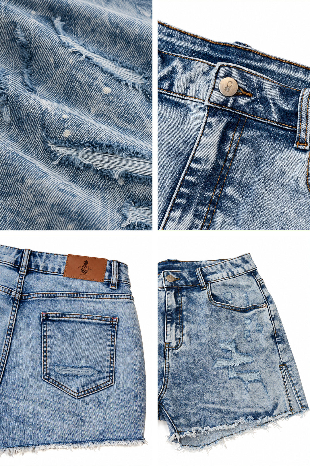Jaded 3.5" Denim Short Shorts - Blue  Acid Wash