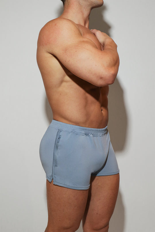 2" Side Split Booty Shorts - Glacier Grey