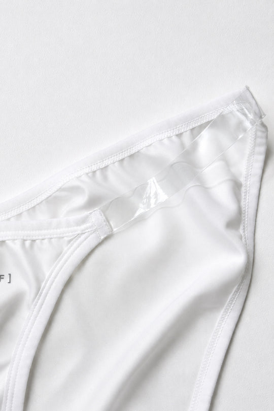 Clear Side Satin Briefs - Pearl White