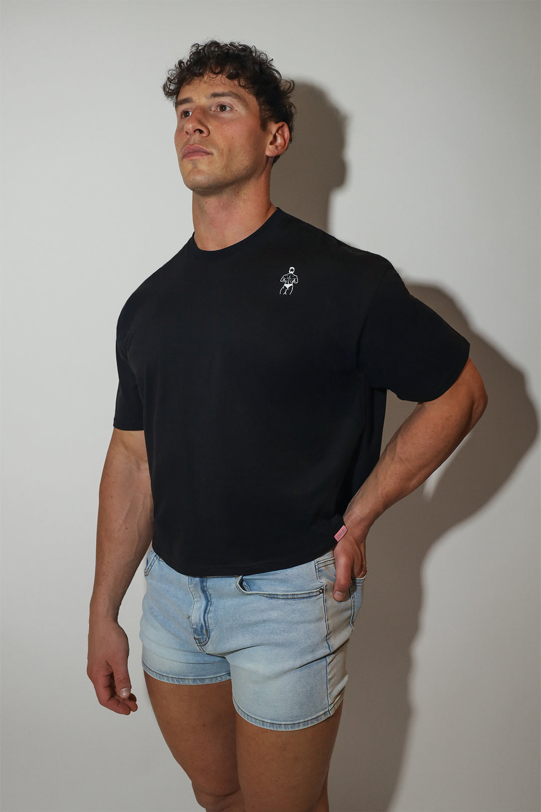 Oversized Relaxed Crop Top - Midnight Black