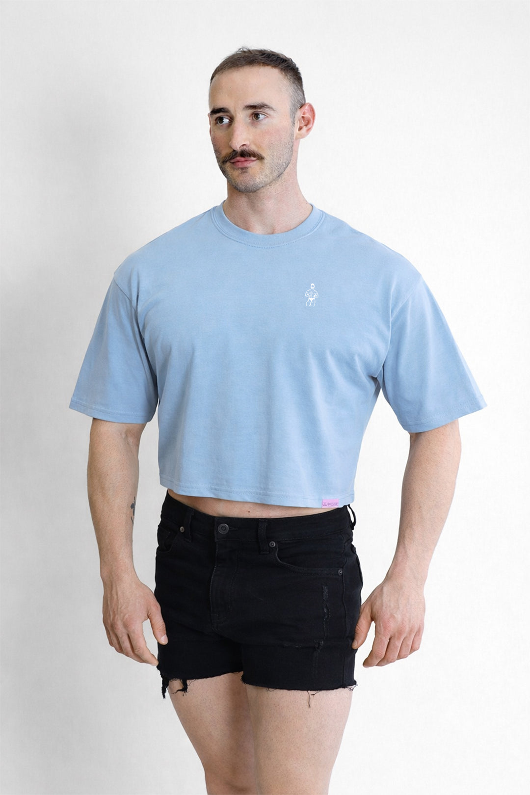 Oversized Relaxed Crop Top - Baby Blue