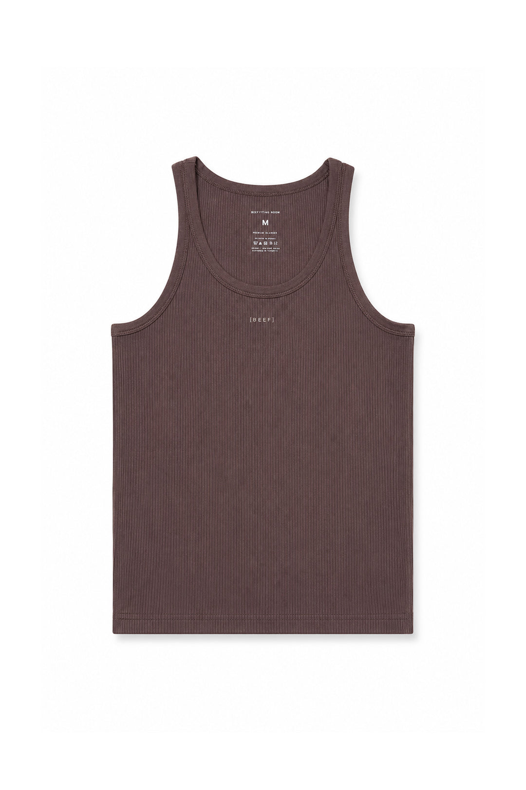 Slim Rib Knit Tank Top - Brown