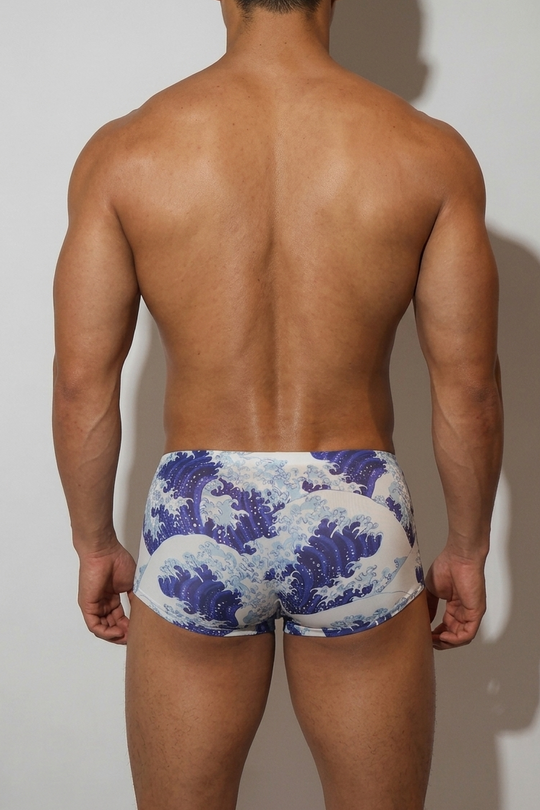 Come-Over Silky Seamless Boxer Briefs - Crashing Waves